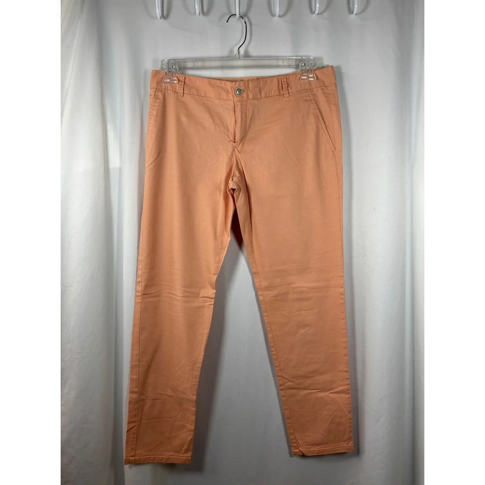 The Limited Drew Fit Chino Pants Peach Coral Orange Slim Cotton Women's 8
